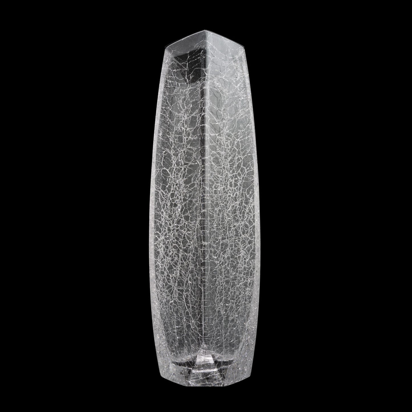 Raif Whisky Decanter with crackle glass finish, mouth-blown and non-leaded, featuring a hand-cut mouth and decorative aluminum lid